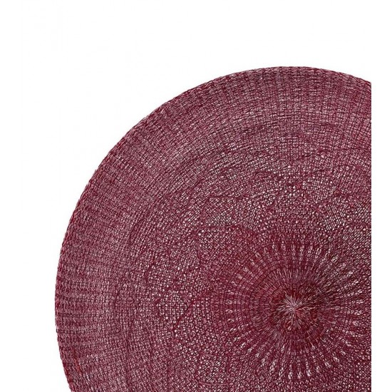 Lugar Americano Redondo Crochet Carmim